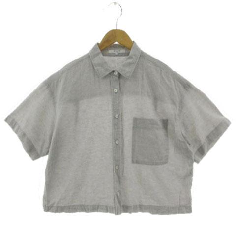 23区【SLOW/洗える】リネンコットン半袖クロップドシャツ ライトグレー 38 23区【SLOW/洗える】リネンコットン半袖クロップドシャツ ライトグレー