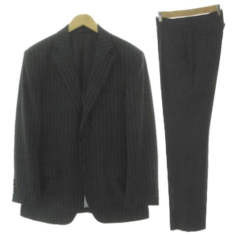 【中古】ダーバン DURBAN スーツ ジャケット テーラードカラー パンツ タック ウール ストライプ グレー AB7 AB8 ダーバン DURBAN スーツ ジャケット テーラードカラー シングル 2B