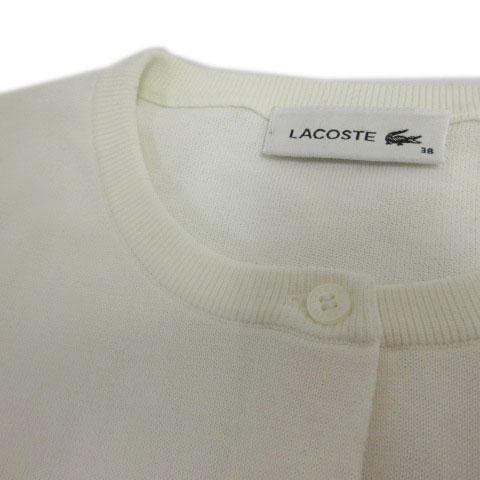 ラコステ 七分袖クルーネックカーディガン AF228EL ロゴ オフ白 38 LACOSTE - ラコステ 七分袖クルーネックカーディガン AF228EL ロゴ