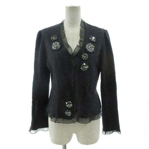 エムズグレイシー M'S GRACY レース切替え ビジュー ビーズ ウール