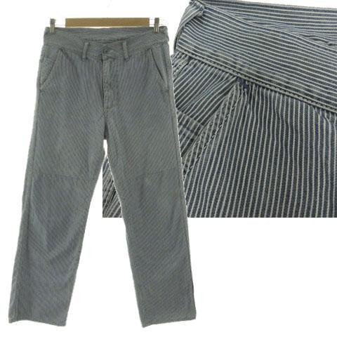 【中古】45rpm ヒッコリーデニムパンツ ストレート ユーズド加工 日本製 ストライプ コットン インディゴ 青 白 32 フォーティーファイブアールピーエム 45rpm ヒッコリーデニムパンツ