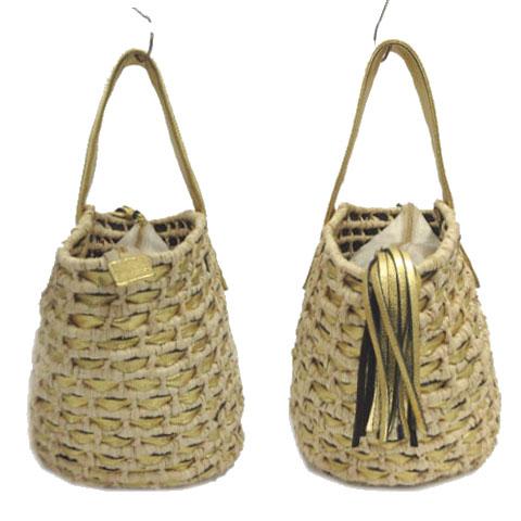ikotイコット (2.6万) 肩掛け 巾着 カゴバッグ タッセル本革×ラフィア ikotイコット (2.6万) 肩掛け 巾着 カゴバッグ タッセル本革×ラフィア