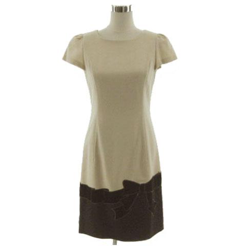 エムズグレイシー M'S GRACY ウールカシミヤリボン柄半袖ワンピース FN