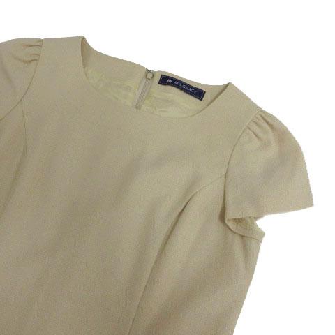 エムズグレイシー M'S GRACY ウールカシミヤリボン柄半袖ワンピース FN