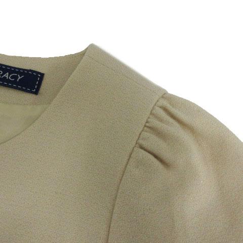 【美品】リボンバイカラーワンピース　ウール100% エムズグレイシー　現行タグ エムズグレイシー M'S GRACY ウールカシミヤリボン柄半袖ワンピース FN