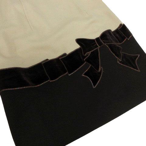 エムズグレイシー M'S GRACY ウールカシミヤリボン柄半袖ワンピース FN