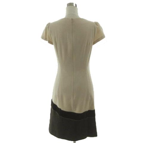 【M'S GRACY】 膝丈 半袖 ワンピース 花柄 ベージュ ウエストリボン エムズグレイシー M'S GRACY ウールカシミヤリボン柄半袖ワンピース FN