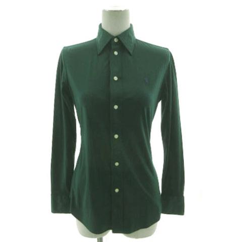 美品　ラルフローレン　オープンカラーシャツ　ダークグリーン　長袖　ポニー無し ポロ ラルフローレン POLO RALPH LAUREN KNIT DRESS SHIRT シャツ