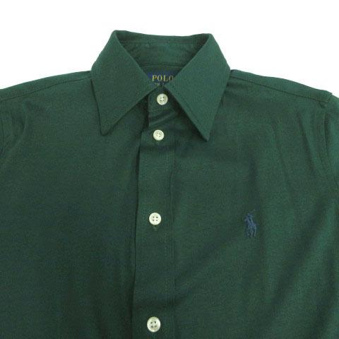 美品　ラルフローレン　オープンカラーシャツ　ダークグリーン　長袖　ポニー無し ポロ ラルフローレン POLO RALPH LAUREN KNIT DRESS SHIRT シャツ