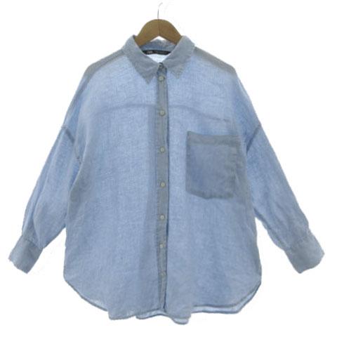 さらりさら様用 ZARA（ザラ） リネンシャツ 8372/034/403 胸ポケ 長袖 オーバーサイズ