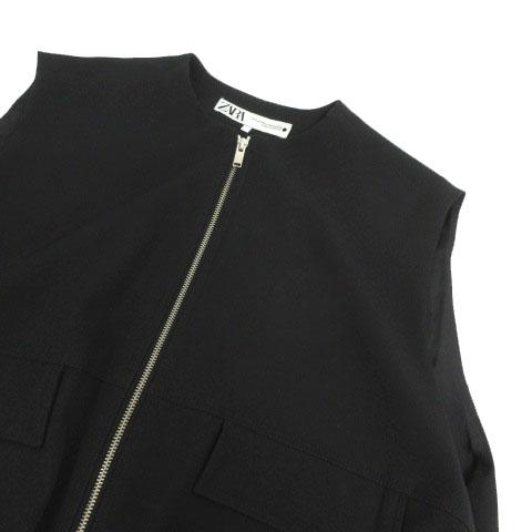 ZARA オーバーサイズボリュームベスト　ブラック ZARA（ザラ） オーバーサイズボリュームベスト 9321/368/800 ダブル