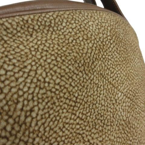 ボルボネーゼ BORBONESE ハンドバッグ うずら柄 スウェード レッド