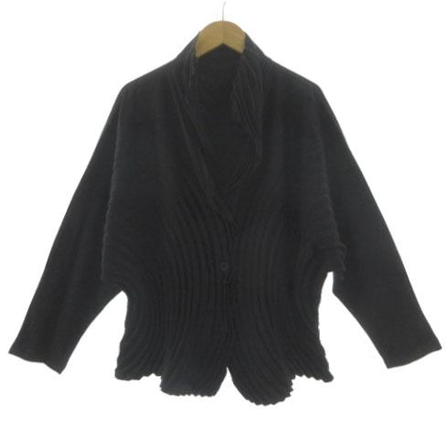 イッセイミヤケ ISSEY MIYAKE 원형 주름 변형 자켓 IM73FD148 스웨이드 톤 일본제 블랙 2 여성