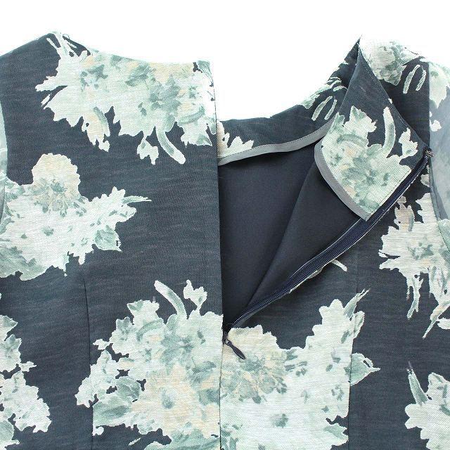 売り切り御免 緑 ネイビー 紺 36 S 花柄 シースルー クルーネック 半袖 ひざ丈 ワンピース Mercerie Bon ボンメルスリー 中古 グリーン 古着 Ty ベクトル ホワイト 白 ワンピース Www Harmonylu Com