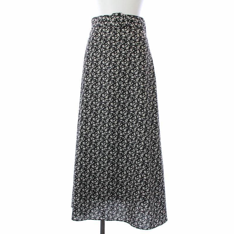 ミラオーウェン Mila Owen 19AW 花柄ストレートフレアスカート ロング