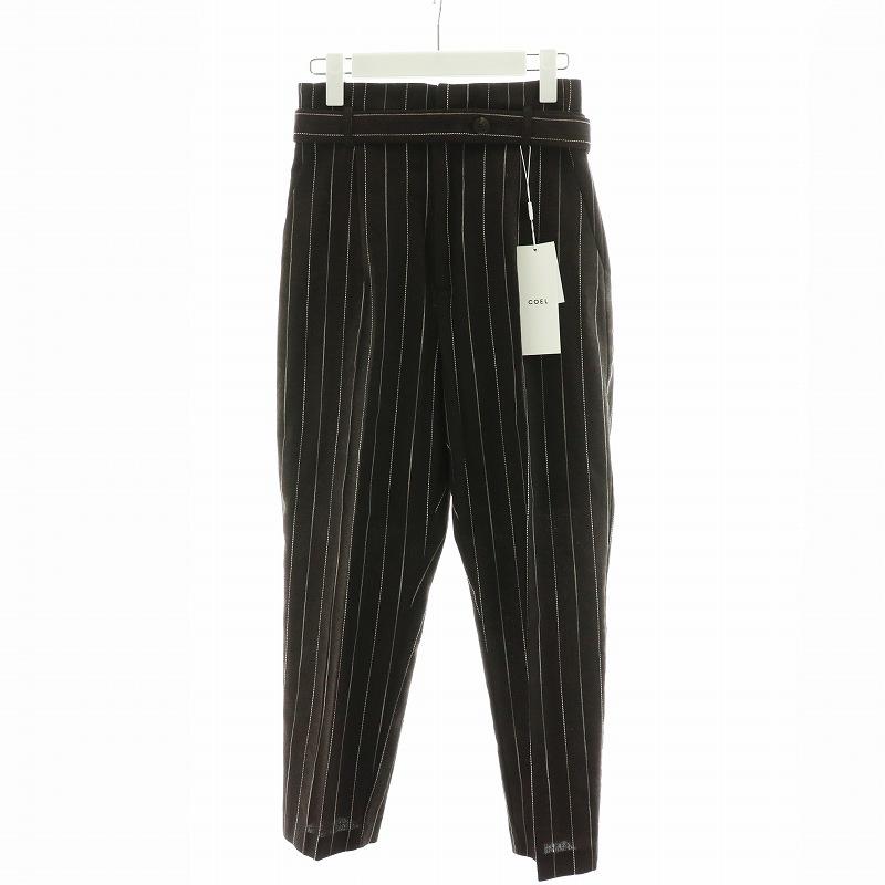 未使用品 コエル COEL リネンストライプパンツ テーパードパンツ  