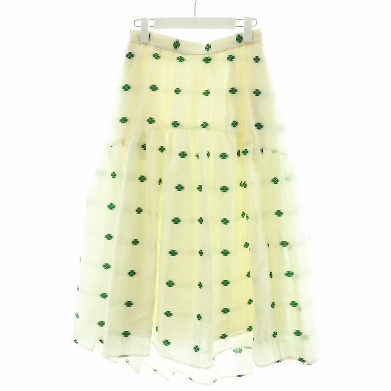 未使用品 コエル COEL 小花チェックジャガードスカート フレアスカート  