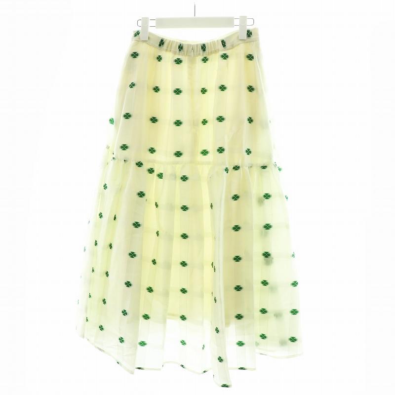 未使用品 コエル COEL 小花チェックジャガードスカート フレアスカート  