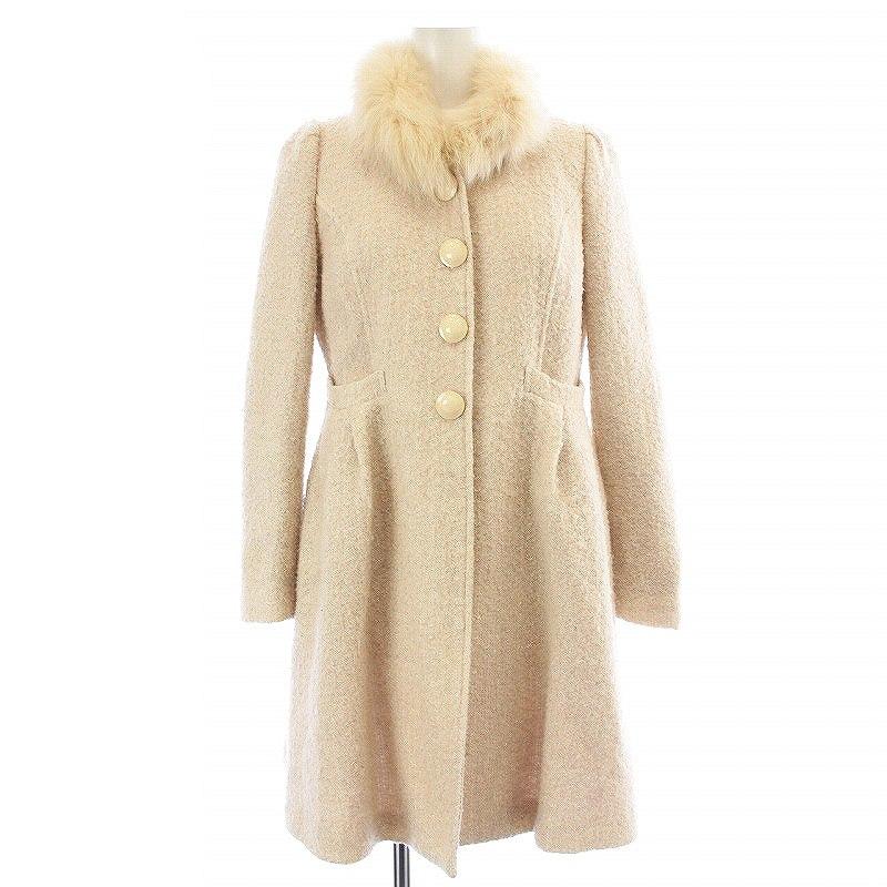 ジルスチュアート JILL STUART ノーカラーコート ロング ツイード 