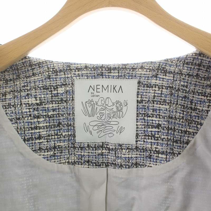 レリアン Leilian ネミカ NEMIKA ノーカラーコート ロング ツイード 11