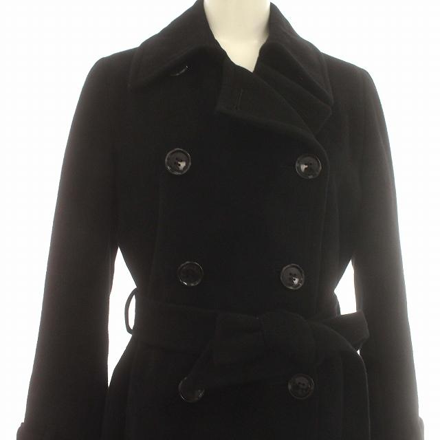 INED（イネド） コート アンゴラ混 ウール ダブルコート 7 S 黒