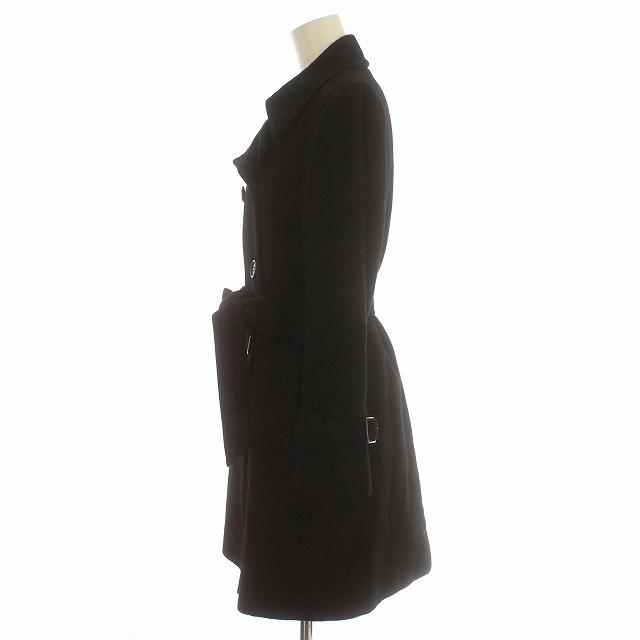 極美品 INED イネド アンゴラ混 ウールコート スタンドカラー ブラック/9 INED（イネド） コート アンゴラ混 ウール ダブルコート 7 S 黒