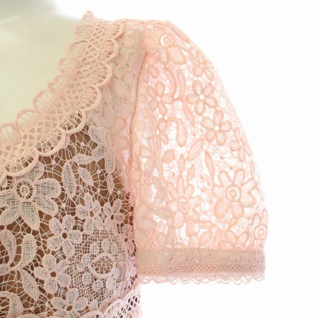 m*e様 セルフポートレイト ワンピース レース ピンク UK8 未使用 Cor セルフポートレイト self-portrait ワンピース 総レース 半袖 ミニ UK8