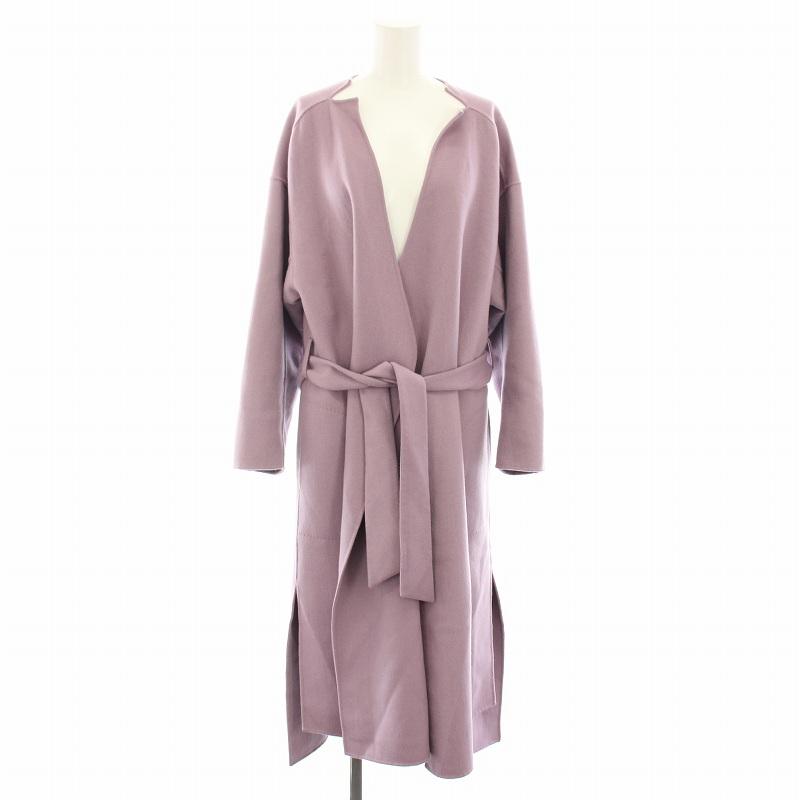 美品 PAULE KA ポールカ ロングコート スタンドカラー ベルト 紫