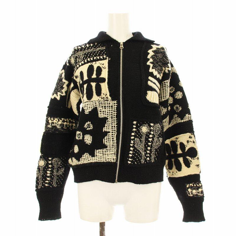 【極美品/伊製】GIORGIO ARMANI フリルニットジャケット ブラック Lurex tweed zip-up jacket with micro sequins | Emporio Armani