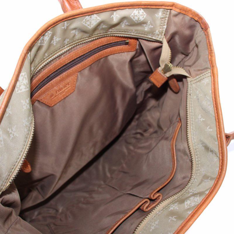 ラシット RUSSET トートバッグ レザー 切替 総柄 A4 ベージュ ブラウン