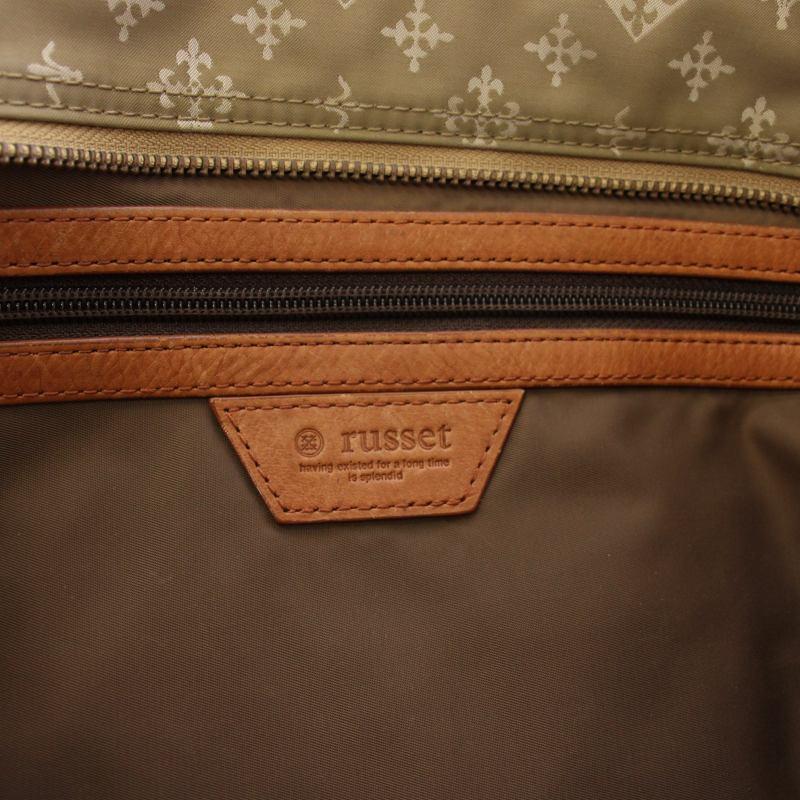 ラシット RUSSET トートバッグ レザー 切替 総柄 A4 ベージュ ブラウン