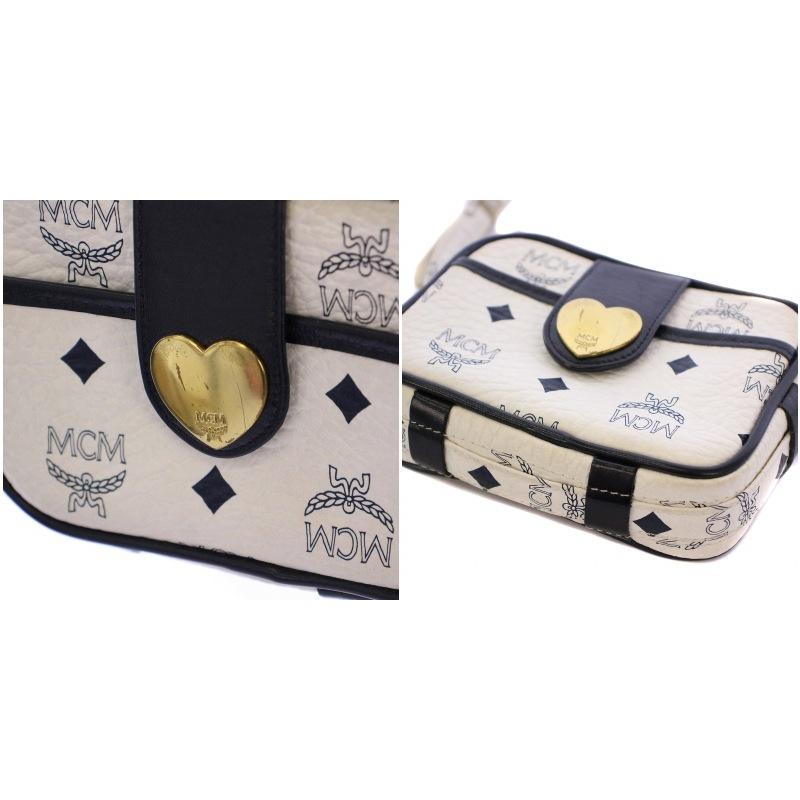 エムシーエム MCM ショルダーバッグ ヴィトセス柄 レザー 白 黒 /BM