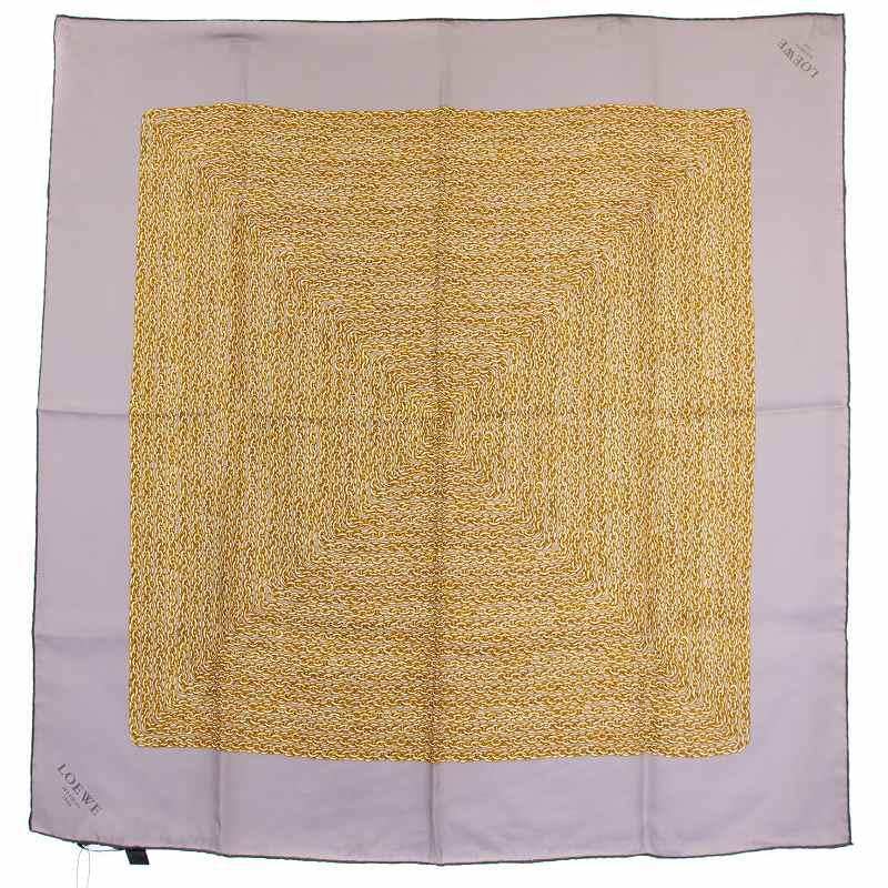 LOEWE ロエベ スカーフ チェーン柄 シルク イタリア製 グレー /BM □BM  