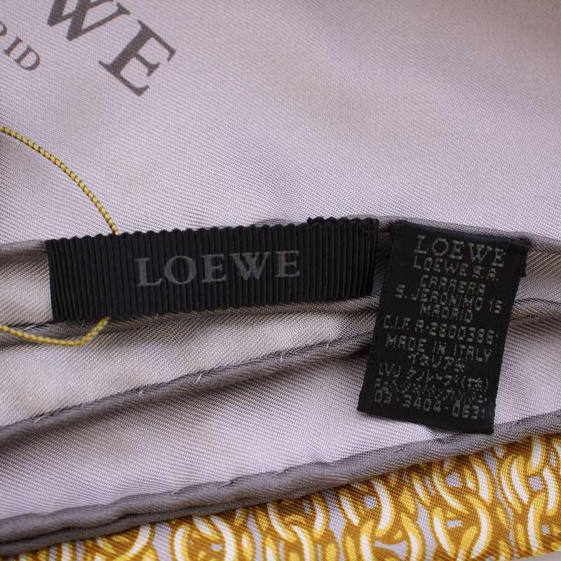 LOEWE ロエベ スカーフ チェーン柄 シルク イタリア製 グレー /BM □BM  