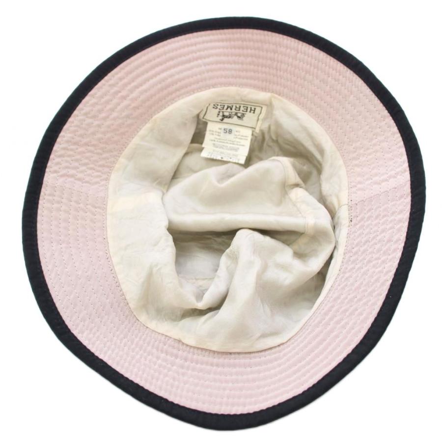 HERMES エルメス 帽子 バケットハット Hロゴ 刺繍 58 黒 /TK