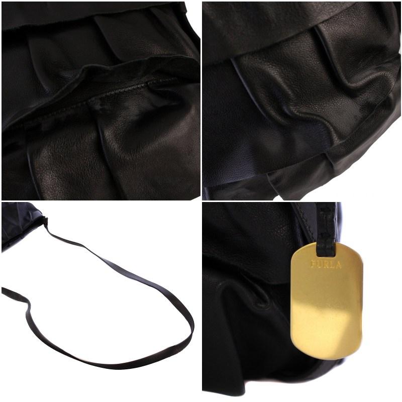 FURLA フルラ ショルダーバッグ フリル レザー 黒 /BM □BM レディース