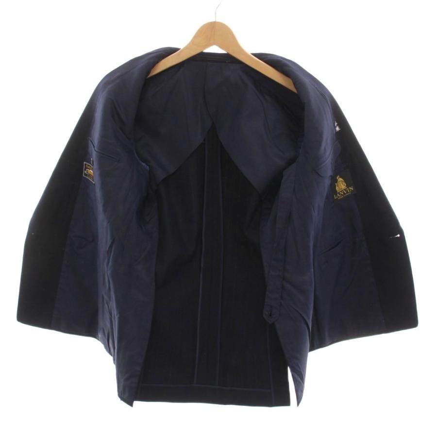 ランバン LANVIN テーラードジャケット ダブルブレスト 2B 背抜き 紺 ランバン LANVIN ダブル テーラードジャケット ブレザー 背抜き