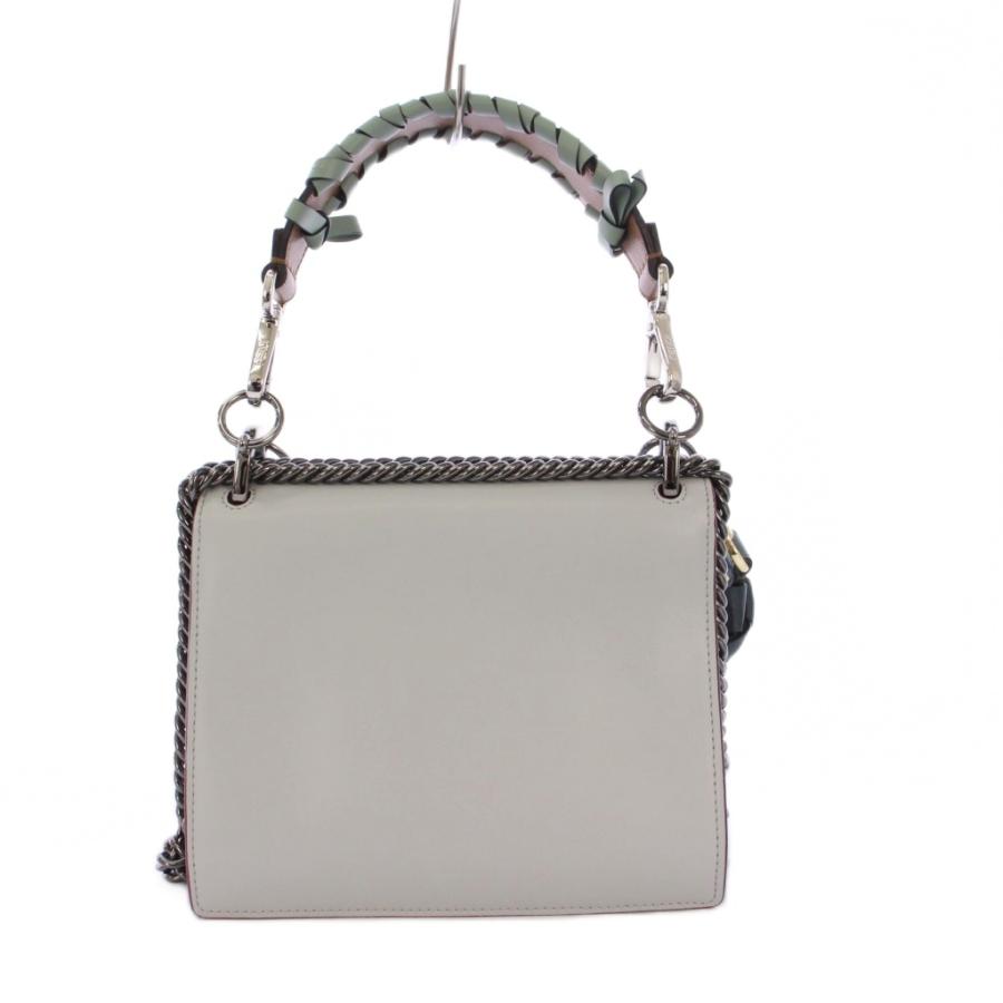 【中古】フェンディ FENDI キャナイ ミニ パール 2WAY ハンドバッグ ショルダーバッグ レザー グレー FENDI（フェンディ） キャナイ ミニ パール 2WAY ハンドバッグ