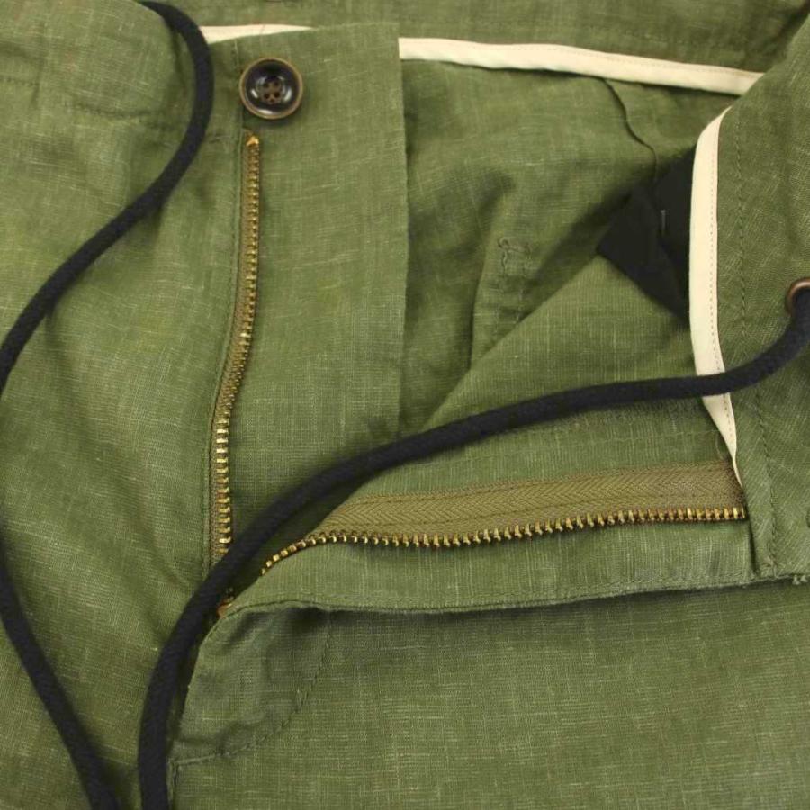 【中古】エフオービーファクトリー FOB FACTORY イージーパンツ テーパード ジップフライ リネン混 M オリーブ F0488 エフオービーファクトリー FOB FACTORY イージーパンツ テーパード