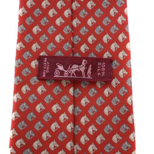 美品 エルメス HERMES ネクタイ 総柄 シルク100％ フランス製 メンズ レッド HERMES - 美品 エルメス ネクタイ シルク 100% メンズ HERMESの通販 by
