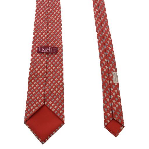 HERMES（エルメス） ネクタイ 総柄 シルク フランス製 赤 255629EA /BM