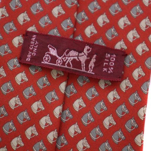 HERMES（エルメス） ネクタイ 総柄 シルク フランス製 赤 255629EA /BM
