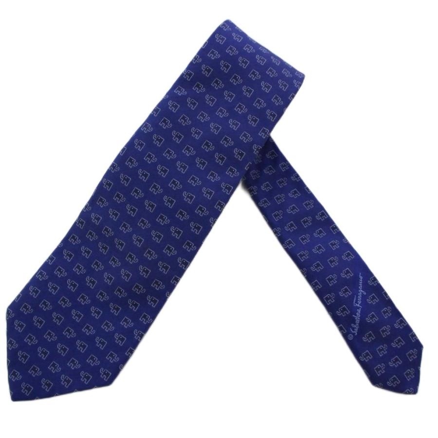 【中古】サルヴァトーレフェラガモ Salvatore Ferragamo ネクタイ 総柄 シルク イタリア製 グリーン /BM ■BM メンズ FERRAGAMO（フェラガモ） サルヴァトーレフェラガモ Salvatore