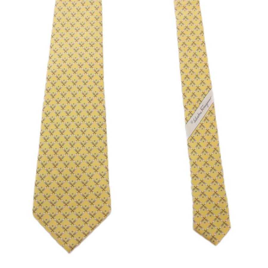 【中古】サルヴァトーレフェラガモ Salvatore Ferragamo ネクタイ 総柄 シルク イタリア製 黄 /BM ■BM メンズ FERRAGAMO（フェラガモ） サルヴァトーレフェラガモ Salvatore
