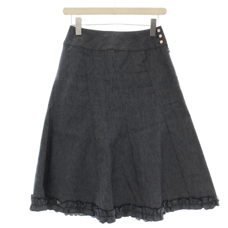 エムズグレイシー M'S GRACY デニム スカート ひざ丈 フリル 38