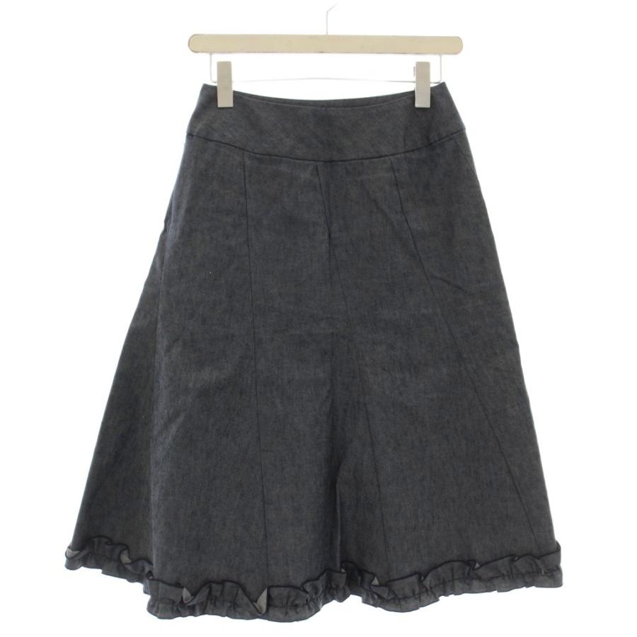 エムズグレイシー M'S GRACY デニム スカート ひざ丈 フリル 38