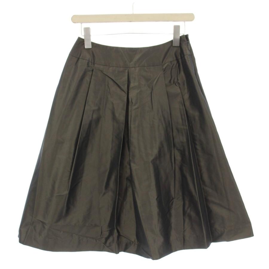 未使用品 エムズグレイシー M'S GRACY サテン プリーツ スカート ひざ