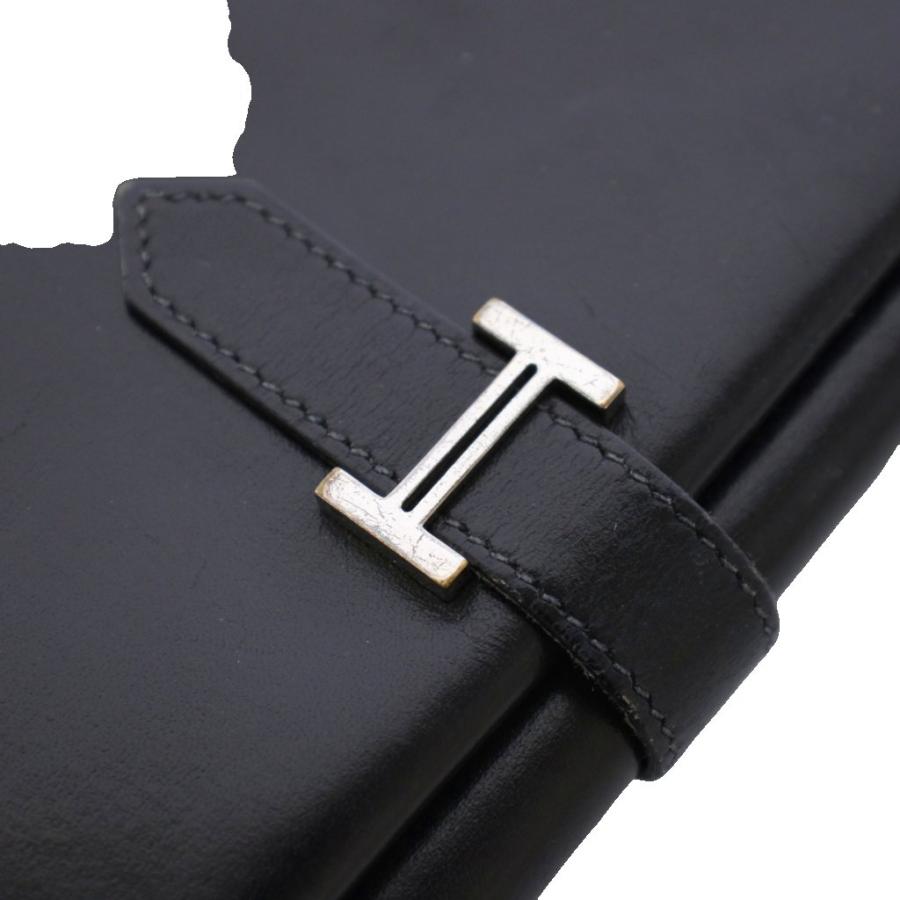 HERMES（エルメス） ベアン 長財布 三つ折り ボックスカーフ 黒 □G