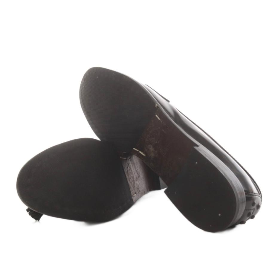 トッズ TOD'S ローファー モカシン タッセル レザー 37.5 黒 ブラック