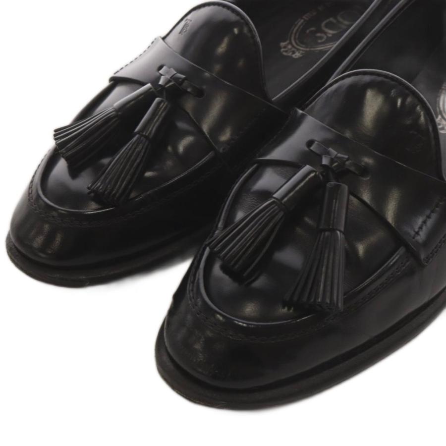 TOD'S 黒 ブラック タッセルローファー トッズ TOD'S ローファー モカシン タッセル レザー 37.5 黒 ブラック